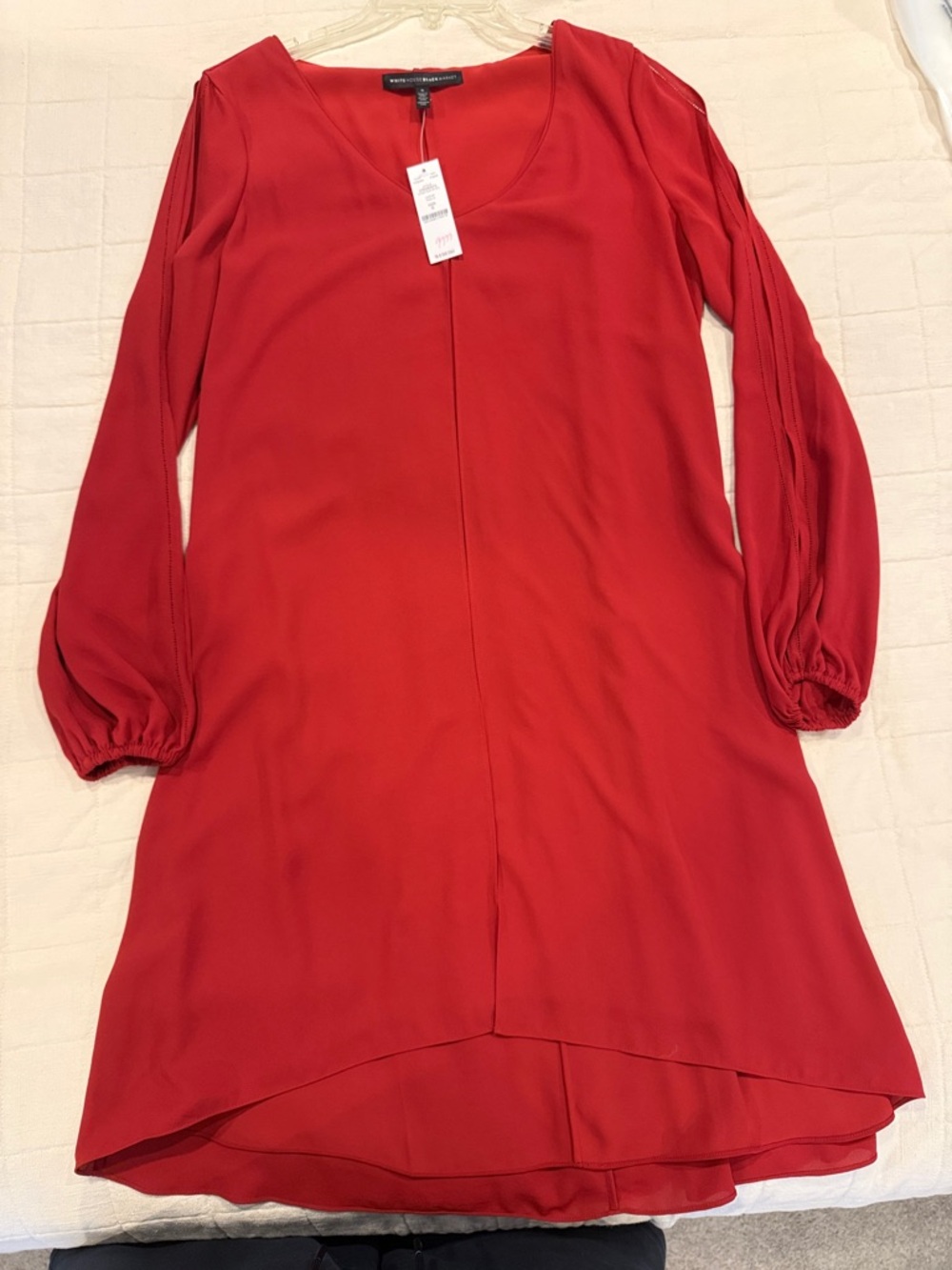 White House Black Market Red Long Sleeve Shift Dress